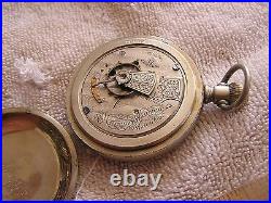 Antique American Waltham 17 Jewels Pocket Watch Silveroid Case Lever Set