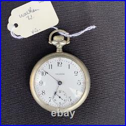 Antique American Waltham 7j Open Face Pocket Watch Silver Philadelphia Case