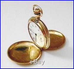 Antique American Waltham GF Pocket Watch Ornate Hunter Case Wind-up Runs