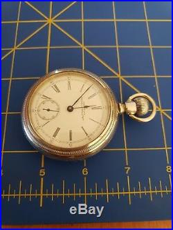 Antique American Waltham Pocket Watch Bartlett 17j Silverode Case Just Serviced