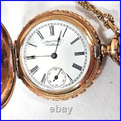 Antique American Waltham Pocket Watch Gold Filled C. W. C. CO Case Works! Engraved