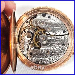 Antique American Waltham Pocket Watch Gold Filled C. W. C. CO Case Works! Engraved