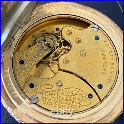 Antique American Waltham Pocket Watch Model 1890 Grade J 6s Fahys Coin No. 1 Case