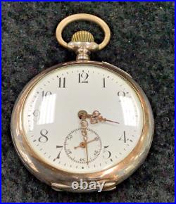 Antique Ancre Pocket Watch Swiss Made 800 Silver Case Working