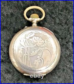 Antique Ancre Pocket Watch Swiss Made 800 Silver Case Working