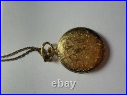 Antique Arnex 17 Jewels Swiss Made Ladies Pocket Watch Gold Hunter Case- Runs