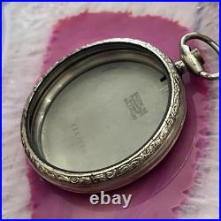Antique Art Deco 12s Brookline Open Face Pocket Watch Case 14k White GF Rare USA