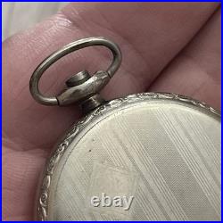 Antique Art Deco 12s Brookline Open Face Pocket Watch Case 14k White GF Rare USA