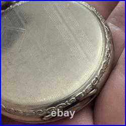 Antique Art Deco 12s Brookline Open Face Pocket Watch Case 14k White GF Rare USA