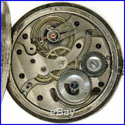 Antique Art Nouveau La Rochette Pocket Watch In. 875 Silver & Black Enamel Case
