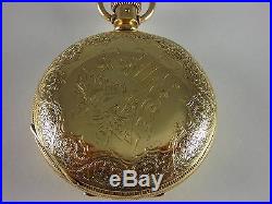 Antique Aurora 18s 1886 pocket watch. Richly decorated gold filled Hunter case