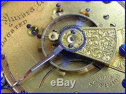 Antique Aurora 18s 1886 pocket watch. Richly decorated gold filled Hunter case