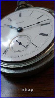 Antique Aurora Watch Co. Mechanical Pocket Watch withDueber Silverine Watch Case