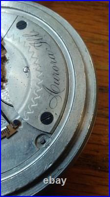 Antique Aurora Watch Co. Mechanical Pocket Watch withDueber Silverine Watch Case