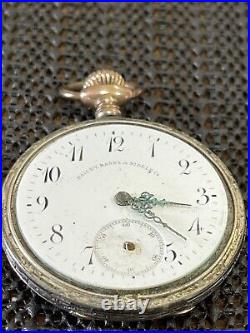 Antique Bailey Banks & Biddle Pocket Watch Sterling Silver Case 1898