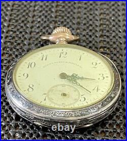 Antique Bailey Banks & Biddle Pocket Watch Sterling Silver Case 1898