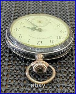 Antique Bailey Banks & Biddle Pocket Watch Sterling Silver Case 1898