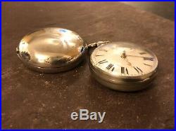 Antique C1826 Pair Case Verge Fusee London Solid Silver Pocket Watch J. Cetti &co