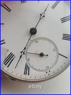 Antique C1890's Swiss Key Wind Pocket Watch Roman Dial Silver Case. Works. Read