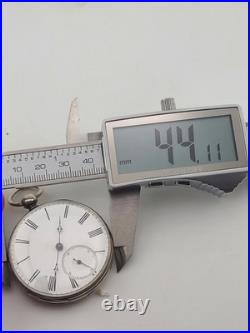 Antique C1890's Swiss Key Wind Pocket Watch Roman Dial Silver Case. Works. Read