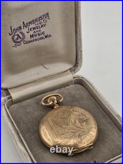 Antique C1905 Swiss Admiral Pocket Watch B&B GF Case W Original Box. Not Working