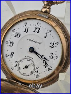 Antique C1905 Swiss Admiral Pocket Watch B&B GF Case W Original Box. Not Working