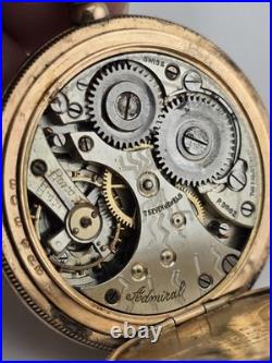Antique C1905 Swiss Admiral Pocket Watch B&B GF Case W Original Box. Not Working