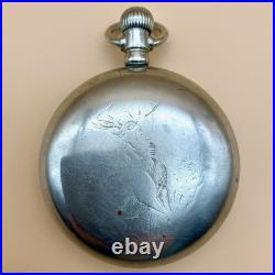 Antique Ca. 1900s Waltham 15 Jewel Deer Engraved Silverode Case Pocket Watch