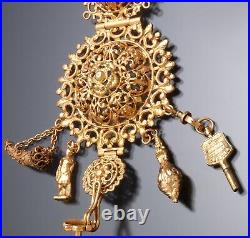 Antique Chatelaine with Repousse Verge Fusee Keywind Pocket Watch CA1785