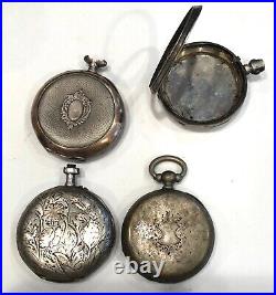 Antique Coin Silver Ornate Pocket Watch Cases Only