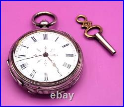 Antique Coullery Freres Swiss Pocket Watch. 800 Silver Case Key Wind Key Set