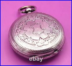 Antique Coullery Freres Swiss Pocket Watch. 800 Silver Case Key Wind Key Set
