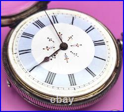 Antique Coullery Freres Swiss Pocket Watch. 800 Silver Case Key Wind Key Set