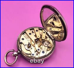 Antique Coullery Freres Swiss Pocket Watch. 800 Silver Case Key Wind Key Set