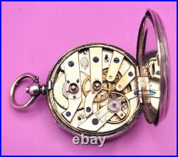 Antique Coullery Freres Swiss Pocket Watch. 800 Silver Case Key Wind Key Set