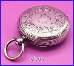 Antique Coullery Freres Swiss Pocket Watch. 800 Silver Case Key Wind Key Set