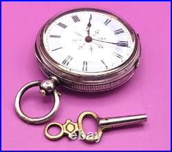 Antique Coullery Freres Swiss Pocket Watch. 800 Silver Case Key Wind Key Set