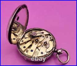 Antique Coullery Freres Swiss Pocket Watch. 800 Silver Case Key Wind Key Set