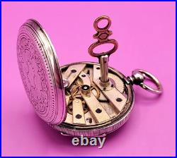 Antique Coullery Freres Swiss Pocket Watch. 800 Silver Case Key Wind Key Set