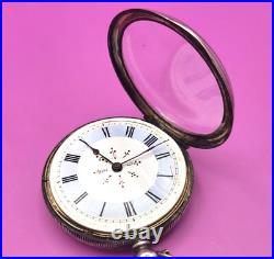 Antique Coullery Freres Swiss Pocket Watch. 800 Silver Case Key Wind Key Set