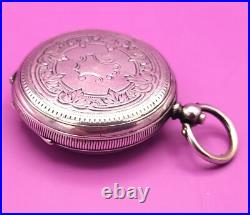 Antique Coullery Freres Swiss Pocket Watch. 800 Silver Case Key Wind Key Set