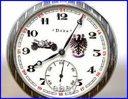 Antique Doxa Silver Niello Case Pocket Watch ADAC Touring Automobile Club Award