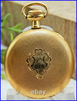 Antique Dueber 25 year gold filled 3/0 Ladies engine turned watch case Open Face