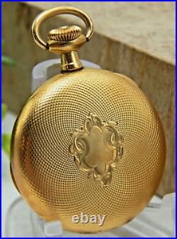 Antique Dueber 25 year gold filled 3/0 Ladies engine turned watch case Open Face