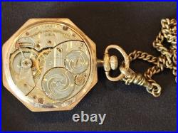 Antique ELGIN Octagon 15 Jewel Gold Filled Pocket Watch Working Condition 1920s