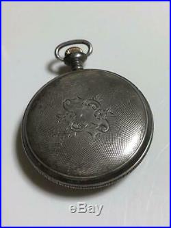 Antique ELGIN Open Face Pocket Watch Silver Case 47mm From Japan Rare Junk