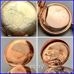 Antique ELGIN Pocket Watch Gold Full Hunter Case 8 Size 7 Jewels Vintage 1902