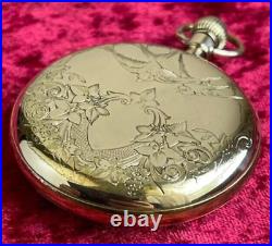 Antique ELGIN Pocket Watch Gold Open Face Case 16 Size 7 Jewels Vintage 1911