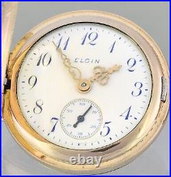 Antique ELGIN Rose Gold Hunter Pocket Watch Size 0s 1910 Near Mint