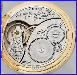 Antique ELGIN Rose Gold Hunter Pocket Watch Size 0s 1910 Near Mint
